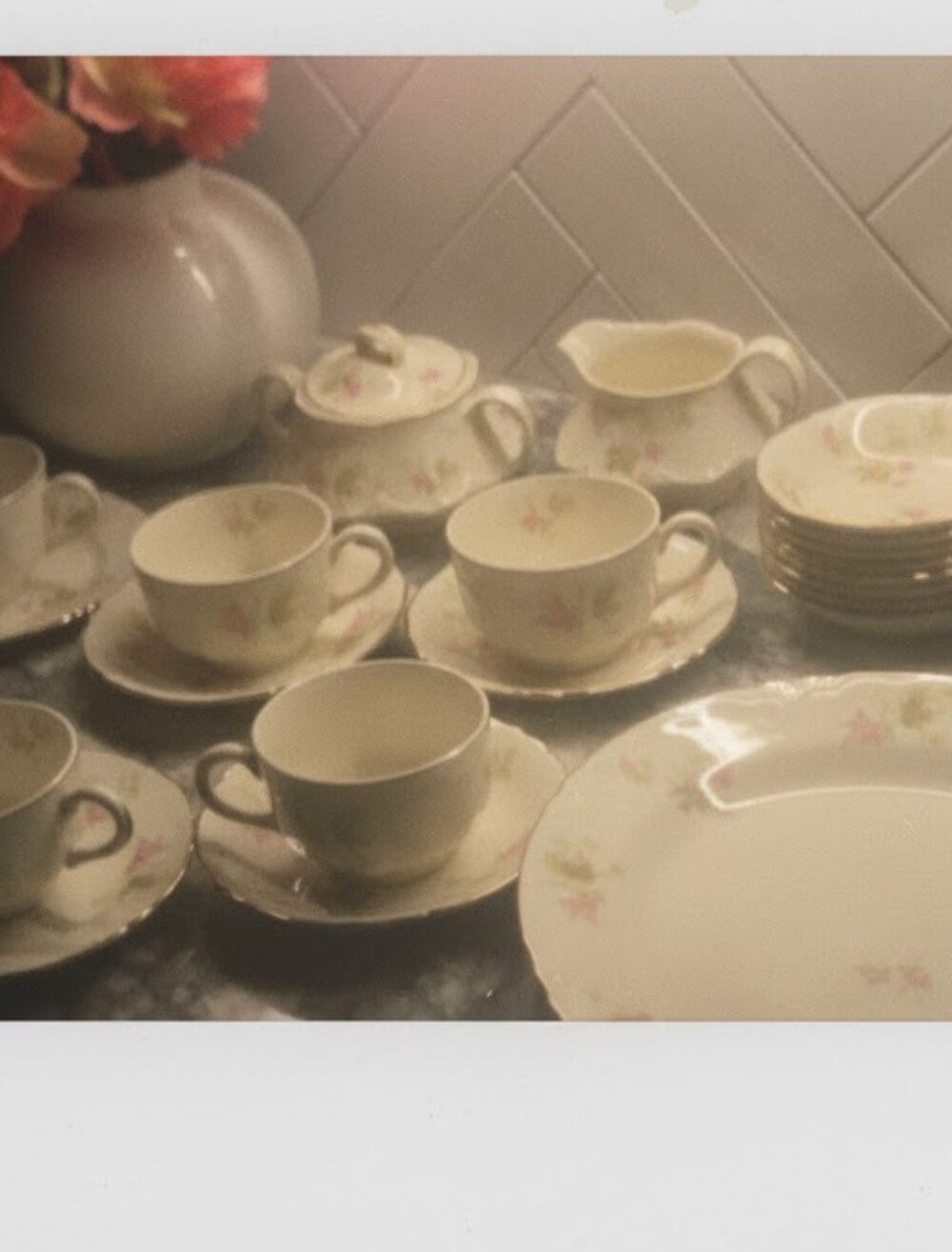 Vintage 1948 Homer Laughlin Maple Leaf China Dinnerware Tea Set 29 Pcs MINT